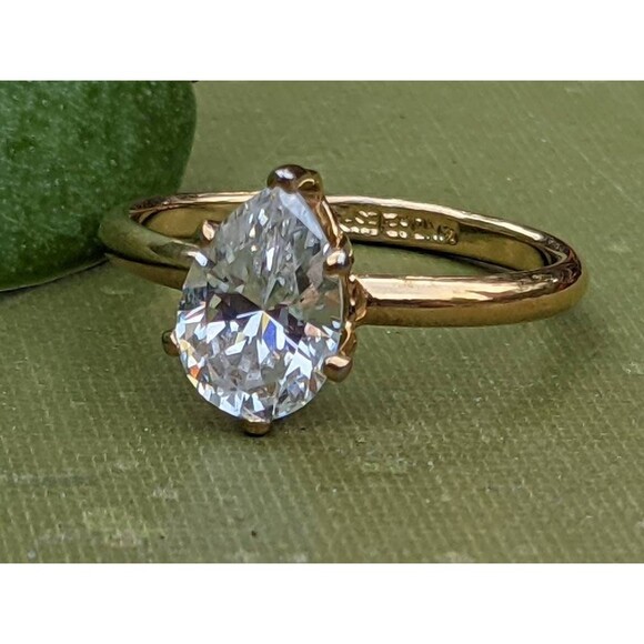 Vintage Solitaire Ring // Size 8.5 Simulated Diamond Ring // Romantic Gift - Picture 1 of 10
